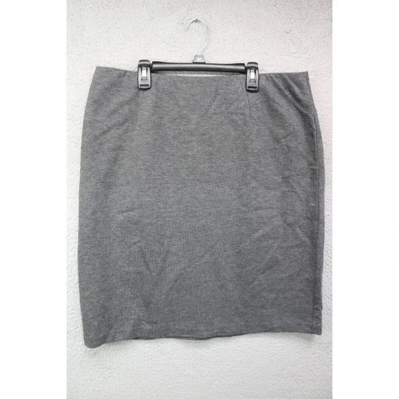 J.Jill Stretch Gray Skirt-Size Large-Pull On-Back Slit - Picture 1 of 7